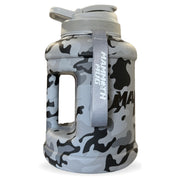 Mammoth Mug 2.5L water bottle in Matte Grey Camo - side view