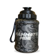 Mammoth Mini 1.5L water bottle in Matte Black Paisley - front view - Canadian hydration brand