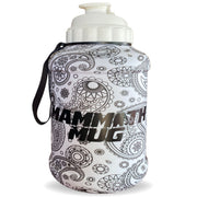 Mammoth Mug 2.5L water bottle in Matte White Paisley - front view - Canadian hydration brand