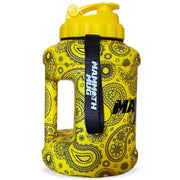 Mammoth Mug 2.5L water bottle in Matte Yellow Paisley - side view