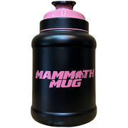 Mammoth Mini 1.5L water bottle in Matte Black w Pink Accents - front view - Canadian hydration brand
