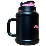 Mammoth Mini 1.5L water bottle in Matte Black w Pink Accents - side view