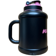 Mammoth Woolly 2.5L insulated water bottle in Matte Black w Pink Accents - side view